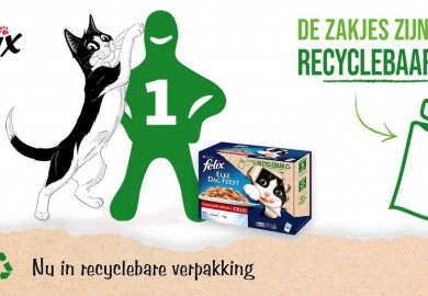 Nestlé Purina lanceert recyclebaar portiezakje voor "nat" kattenvoer.
