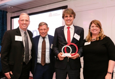 Nick Tucci (Avery Dennison), Gunnar Sieber and Thomas Kratochwill (Sappi) as well as Robyn Buma (Avery Dennison) at the prize-giving ceremony