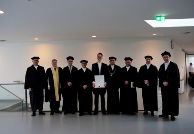 Commissie en paranimfen met doctor Jos de Lange