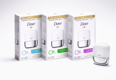 Dove deodorant in opvallende navulbare verpakking