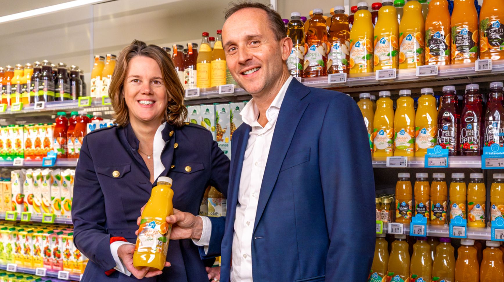Marit van Egmond, CEO van Albert Heijn en Tom van Aken, CEO van Avantium over het duurzame verpakkingsmateriaal PEF
