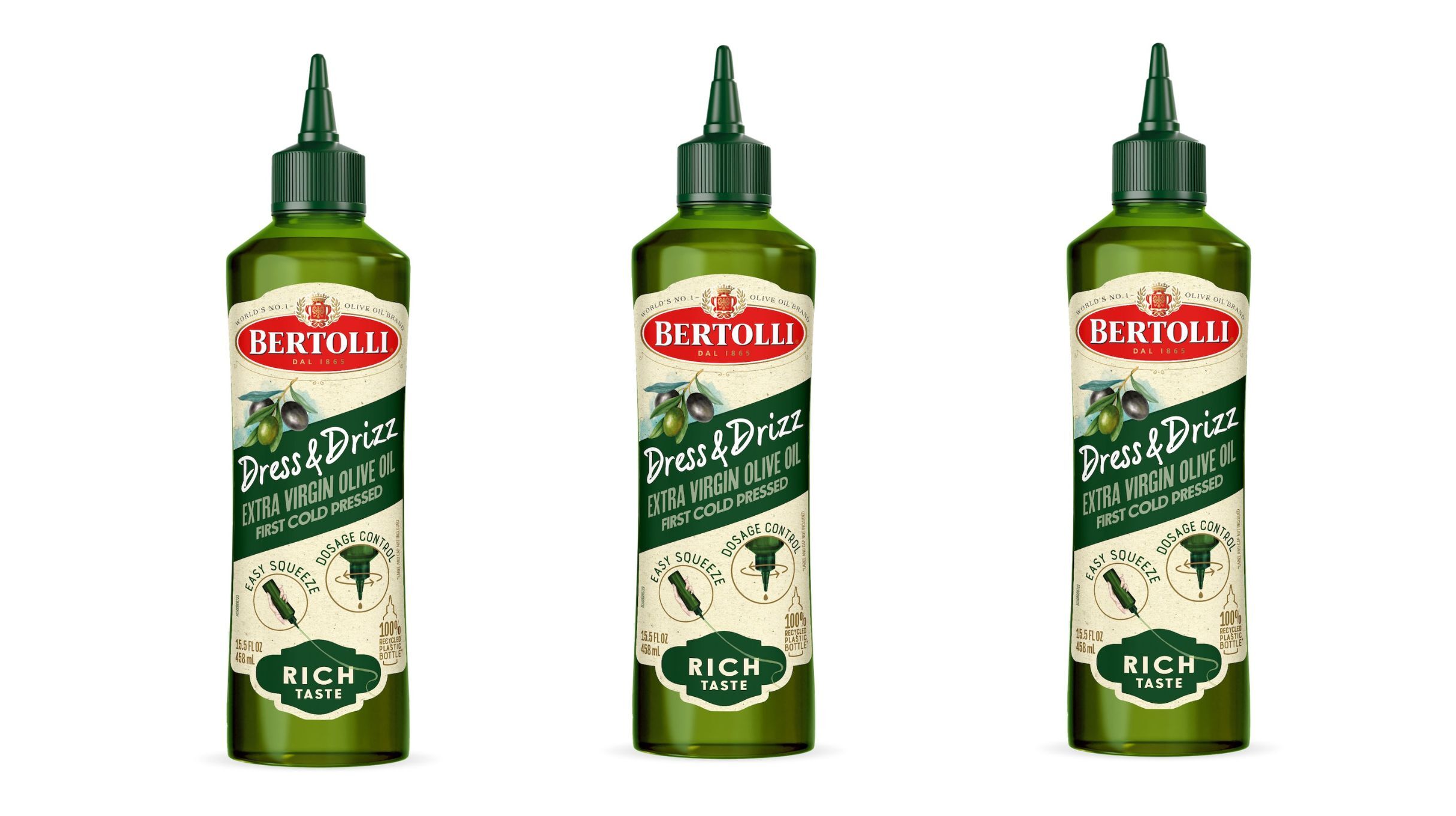 Bertolli Dress & Drizz in knijpfles van 100% gerecycled PET