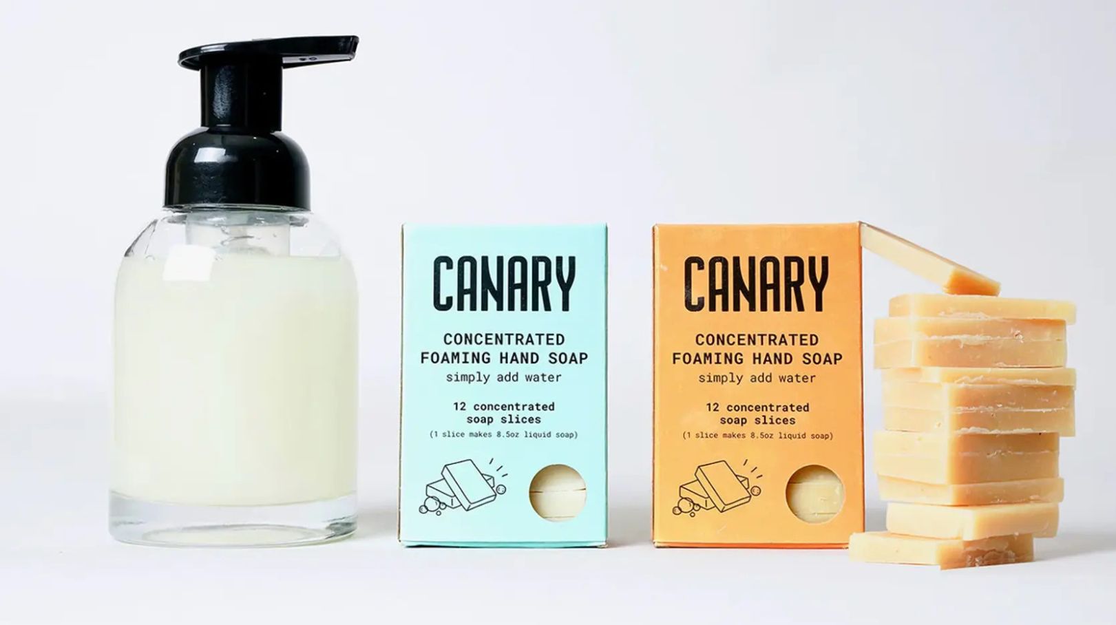 Zeep van Canary Clean Products is geconcentreerd en plasticvrij verpakt