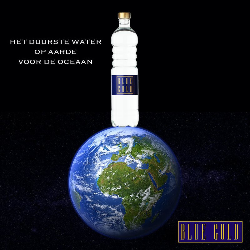 Blue Gold van KRNWTR+ in een fles van speciaal glas.