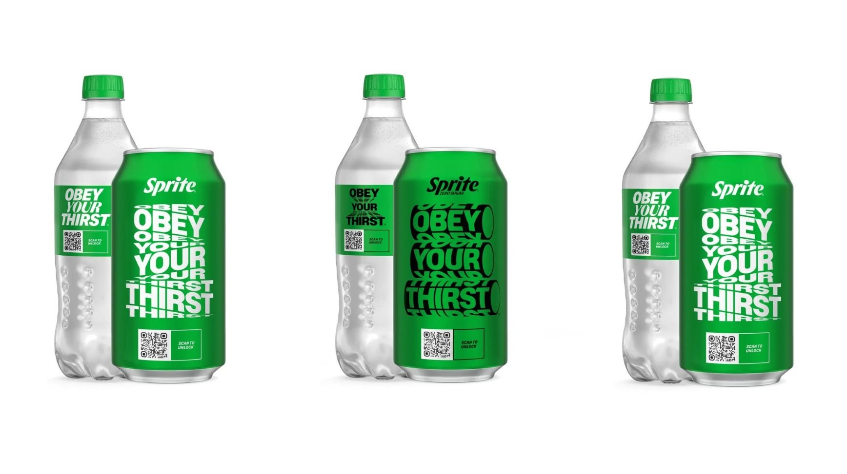 Sprit komt weer met een Obey Your Thirst campagne met vier limited edition-verpakkingen.