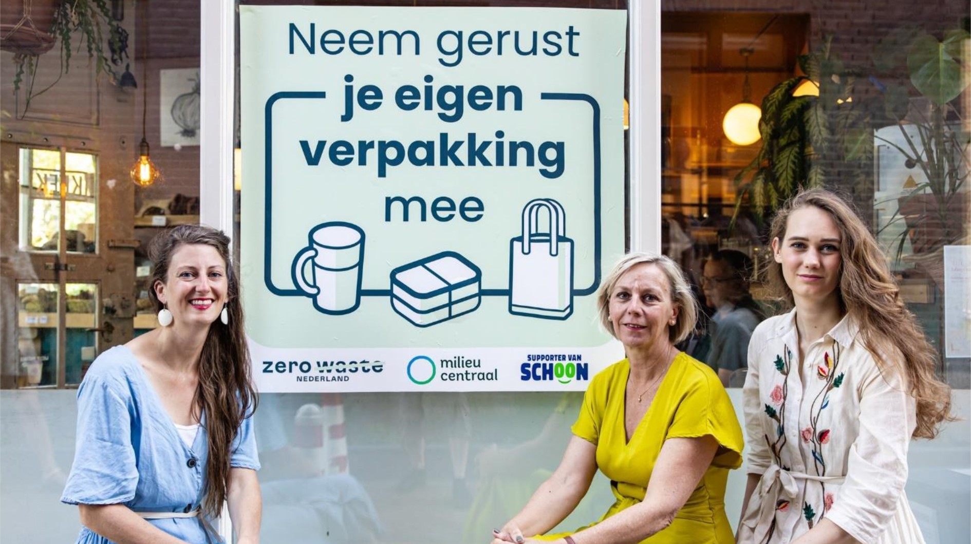 Stichting Nederland Schoon, Milieu Centraal en Zero Waste NL lanceren raamsticker die consumenten moet aanmoedigen voor het meenemen van eigen verpakkingen