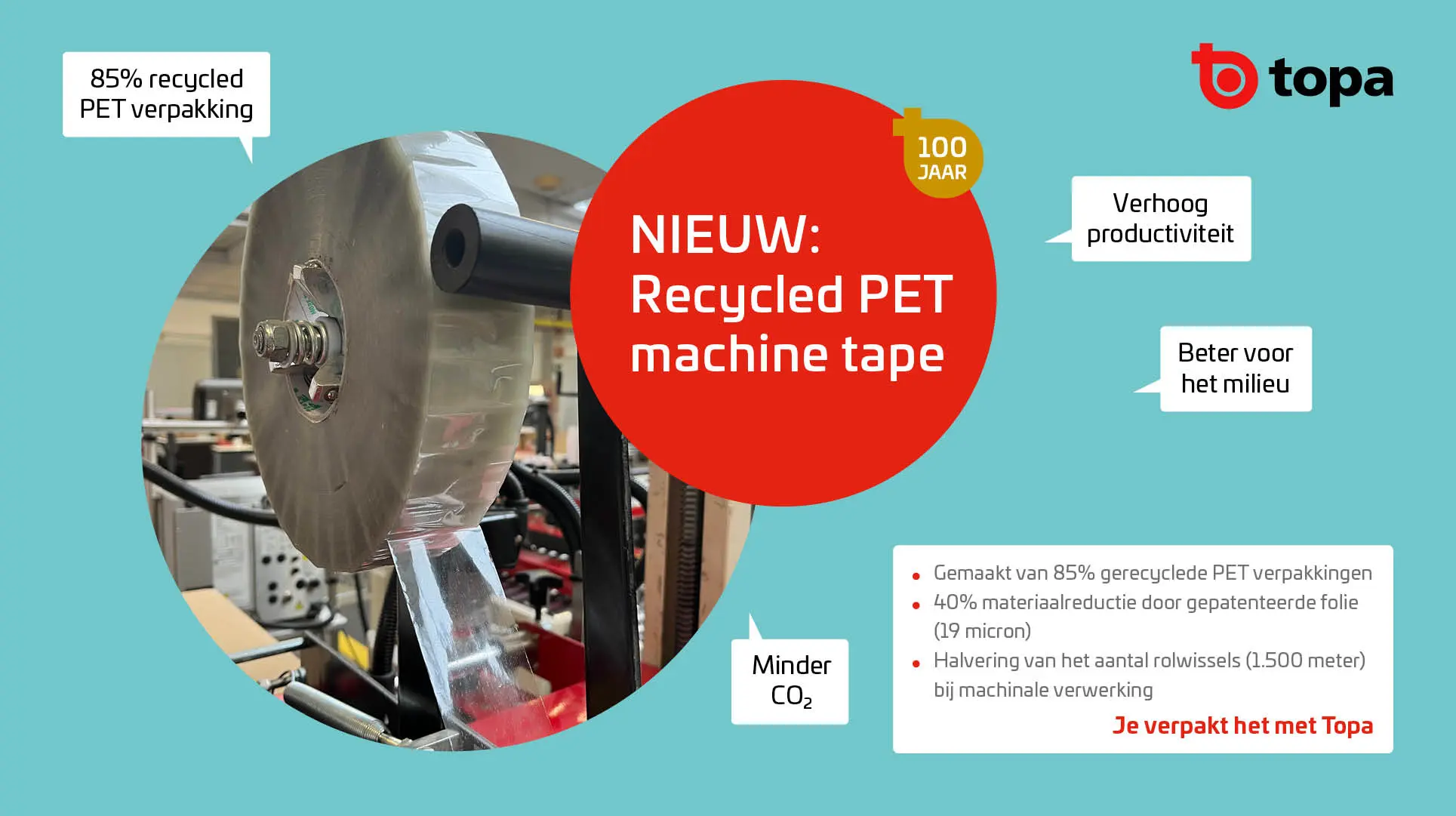 Topa lanceert Recycled PET tape voor groene gebruiker